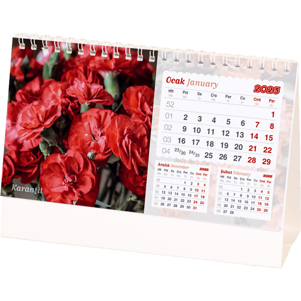 AMT-05-BR Çiçekler Masa Takvimi - resim 1