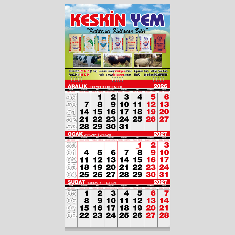 EKONOMİK KÜÇÜK BOY GEMİCİ TAKVİM 